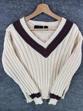 Vintage 80s Abercrombie  Fitch V-Neck Cricket Sweater Cotton Men  s L