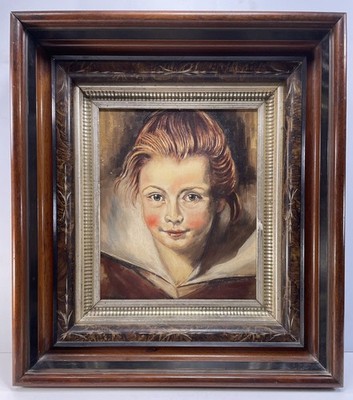 Antique Oil Painting Portrait Young Girl Rubens Daughter Clara Serena FRAMED