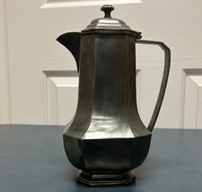 RARE Old World Pewter Coffee Pot with Lid /Stamped & Trade Mark 9.5 Inches Tall