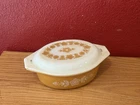 Vintage 2 1/2 Qt Pyrex Oval Casserole With Lid Butterfly Gold Pattern