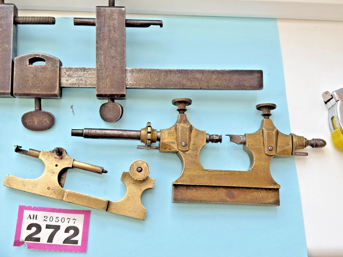Antique Watchmakers lathe Mystery TOOLS for wheels truing tools Antique big lot