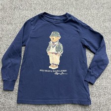 Polo Ralph Lauren Bear Short Sleeve Shirt Boys 6 Blue Kids Youth