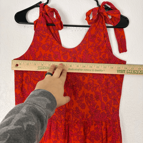 Free People Women's Kikas Printed midi Dress Tangerine Boho Tropical Size Medium - Picture 4 of 8