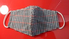 Brand New Black and Red White Plaid Face Mask size 8" x 3 "