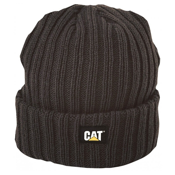 CAT Ribbed Beanie Hat - Black
