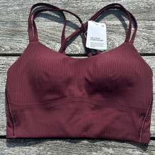Lululemon Like a Cloud Ribbed Longline Bra, B/C Cup size 2 NWT GARNET red