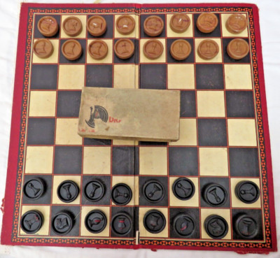 Vintage Tschad Tal Bakelit Schach Figuren Spielfiguren KC & L Spielbrett
