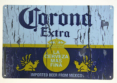 CORONA EXTRA Beer Metal Retro 20cm Plaque Pub Shed Bar Man Cave Chrome Wall SIGN 