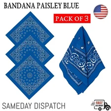 Paisley Tube Scarf Bandana Head Face Mask Neck Gaiter Outdoor Cap 3Pcs Blue New
