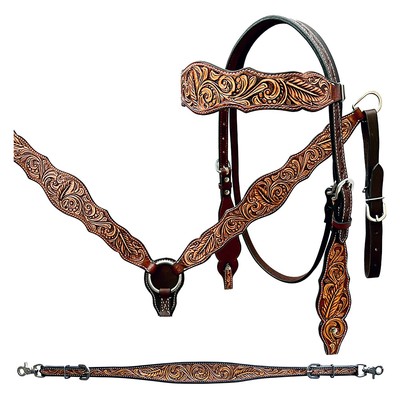BE Bar H Equine Genuine Western American Leather Horse Premium Headstall &