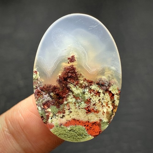 Scenic Moss Plume Agate Cabochon 30x20x5.7mm High Quality 28 ct - Picture 6 of 6