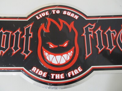 Vintage SPITFIRE LIVE TO BURN ウィール 57mm Vintage SPITFIRE Metal Skateboard Wheels Sign Skate Shop Promo Ad
