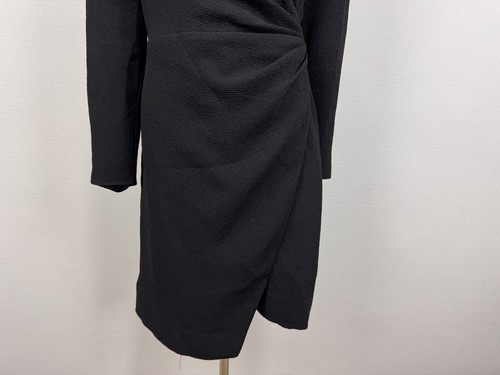 J. Lindeberg Black Side Buttons Closure V-Neck Long Sleeve Knit Evening Dress 36 - Picture 3 of 23