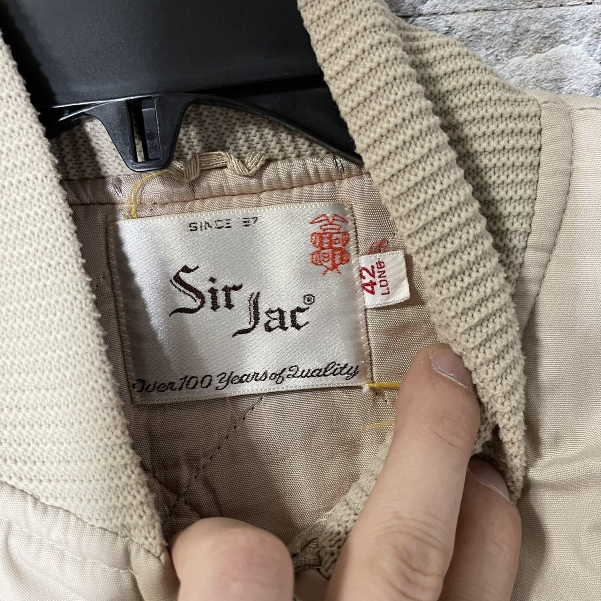 Vintage Sir Jac Camel Khaki Beige Hipster Full Zip Jacket Men