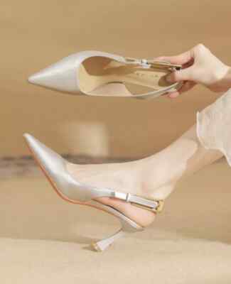 Pumps Schuhe 9 CM Silber Poliert Gurt Komfortabel Leder Kunststoff 10660