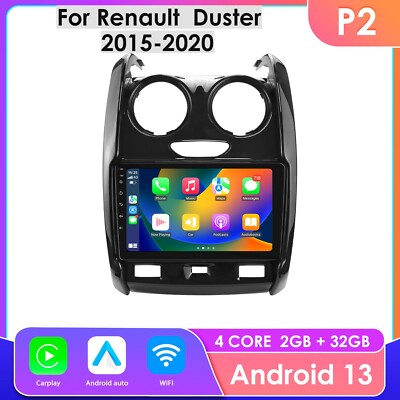 For Renault Duster 2015-2020 CarPlay 9'Android 14 Car Radio GPS Navi Stereo RDS
