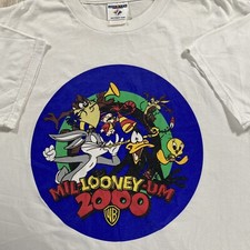 Vintage Jerzees 2000 Looney Tunes T-Shirt Men Large Millennium Cartoon White