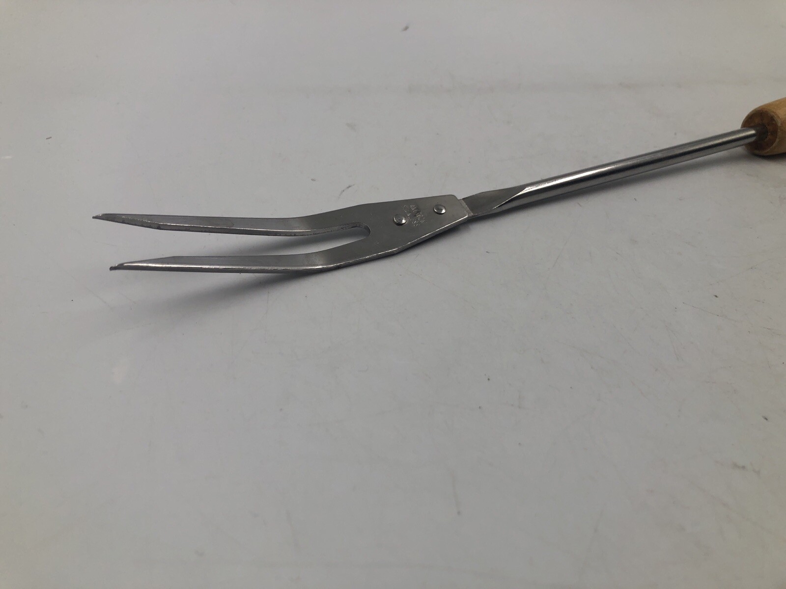 Vintage Androck Stainless Steel BBQ Grill Long Wood Handle Fork 15” USA