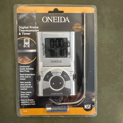 Oneida Digital Probe Cooking Thermometer & Timer-Grey Model 31201 NIB