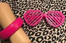 Girls 2pc Pink Heart Shaped Fashion Shades And Pink Fashion Bracelet