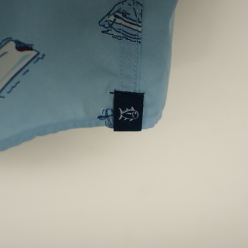 Southern Tide Shirt Mens Medium Blue Intercoastal Sandbar Party All Over Print - Picture 6 of 14