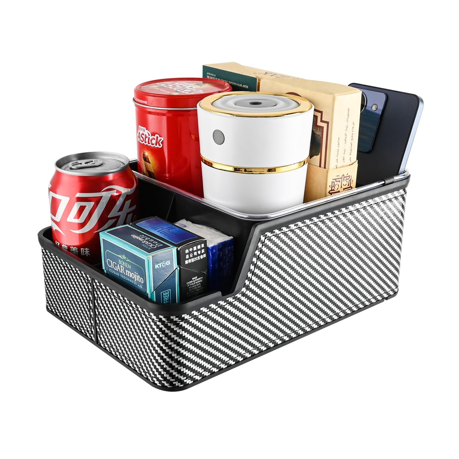 Car Seat Organizer with Cup Holders and Extra Storage for Truck or Car Floor