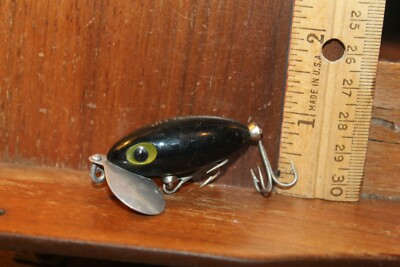 Vintage Fred Arbogast Jitterbug Fishing Lure Black 2" Aluminum Lip | eBay