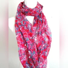 Paisley Floral Infinity Fashion Scarf Red Blue Green by Berytos