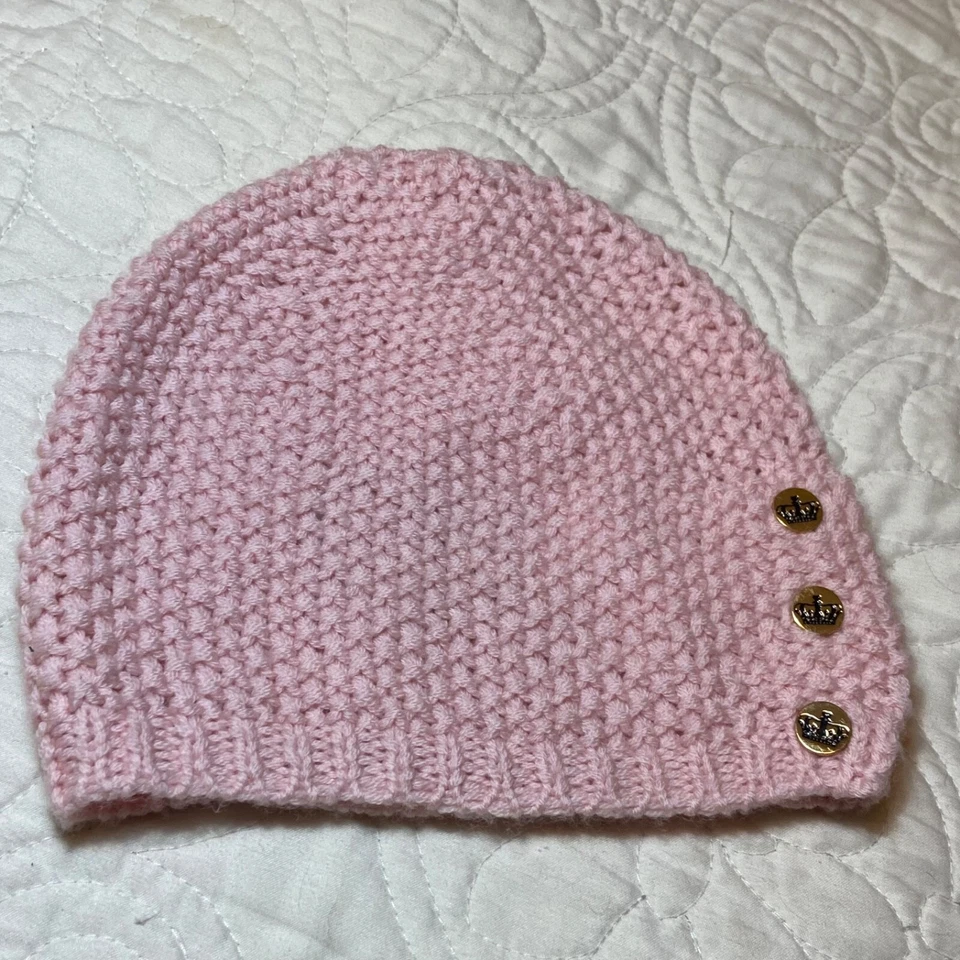 Gorro Juicy Couture 2-5 años rosa claro 100 % lana merino logotipo botones dorados Foto 3 de 4