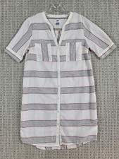 Old Navy Womens Striped Button Up Shirt Dress Tunic Sz Medium 100% Cotton