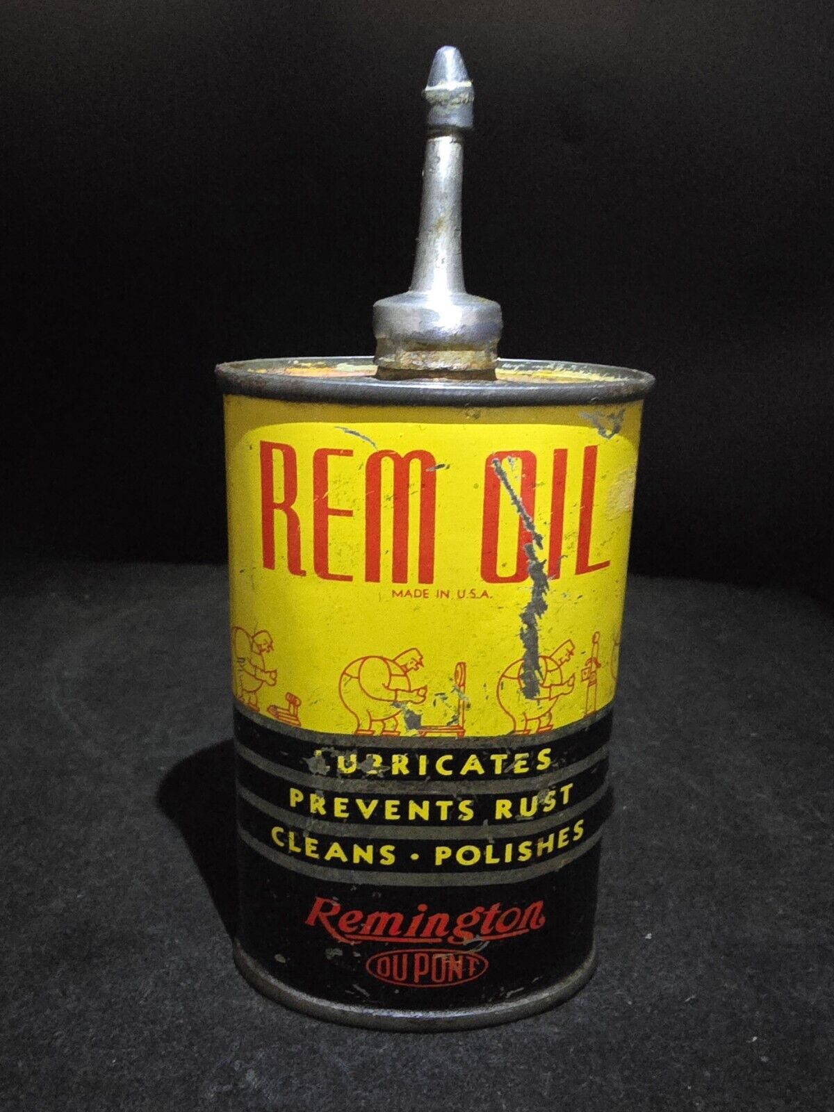 Rare Remington REM OIL Handy Oiler Lead Top Gun Oil Can
