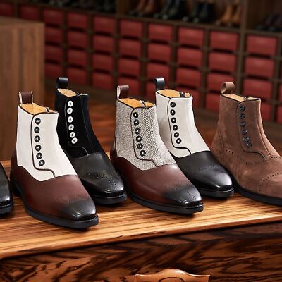 Winter Men's Handmade Shoes British Business Formal Leather Shoes Chelsea  Boots | eBay