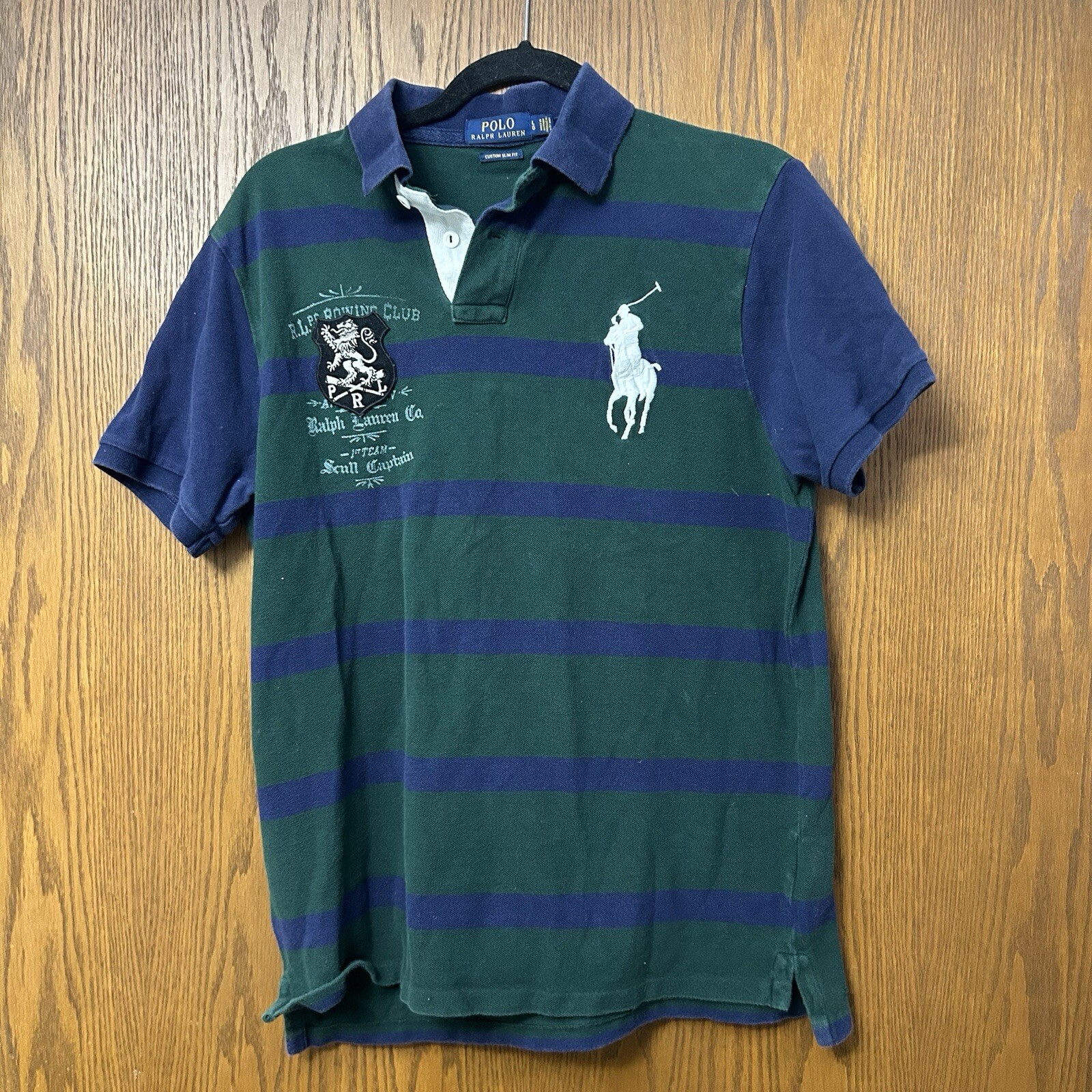 FILA Polo Uomo Personalizzata Slim Fit Big Pony Rowing Club Specialità Verde Navy L