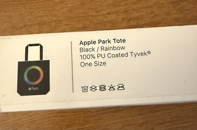 Apple Branded Tote Bag Black Rainbow TYVEK Apple Park HQ Company Store New MIB