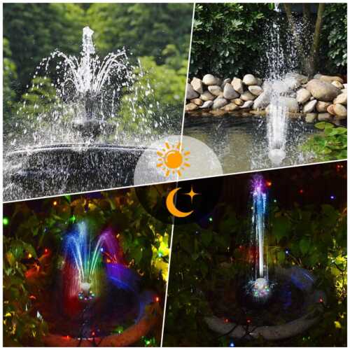 Solar Teichpumpe 10W 230/h Gartenteich Set Wasserspiel Teich Springbrunnenpumpe - Bild 10 von 28