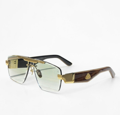 MAYBACH The President II Gold Brown Wood / Light Green Gradient 140 Sunglasses