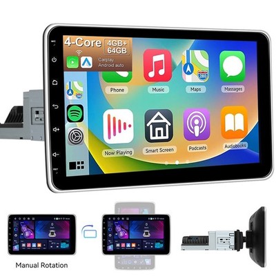 1 DIN 10.1 Zoll Android 15  Drehbar Autoradio Apple Carplay GPS NAVI WIFI 4+64GB