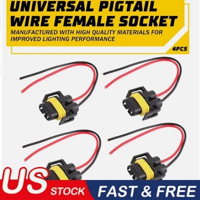 4 Wire Pigtail Female S H11 Two Harness Headlight Hi Lo Beam Socket Connectors