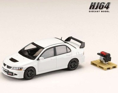 Mitsubishi Lancer Evolution VIII Evo 8 White w/Engine Display 1/64 Diecast Car