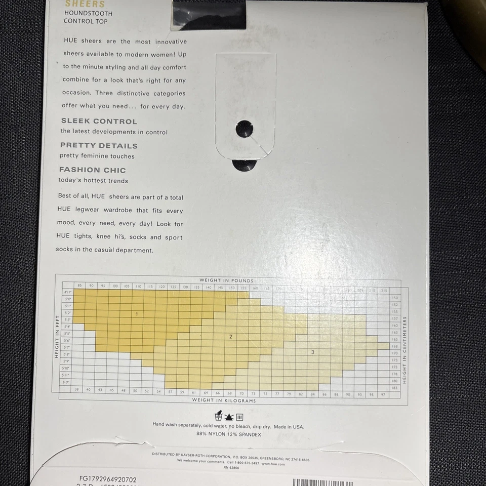 Hue Pantyhose Control top, micro mesh sz 2 black NEW #5966 - Image 2 of 4