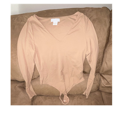 House of Harlow 1960 Beige Women's Long Sleeve Stretch Bodysuit M Snap One Piece