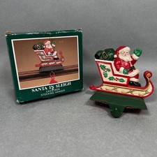 Vintage Midwest Cannon Falls Santa In Sleigh Cast Iron Stocking Holder Hanger