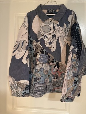 Rebel Vengeance All Over Print Japanese Samurai Skull Jacket Statement XXL