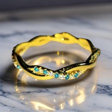 0.20Ct Round Cut Lab Created Blue Topaz Engagement Ring 14K Yellow Gold Plated