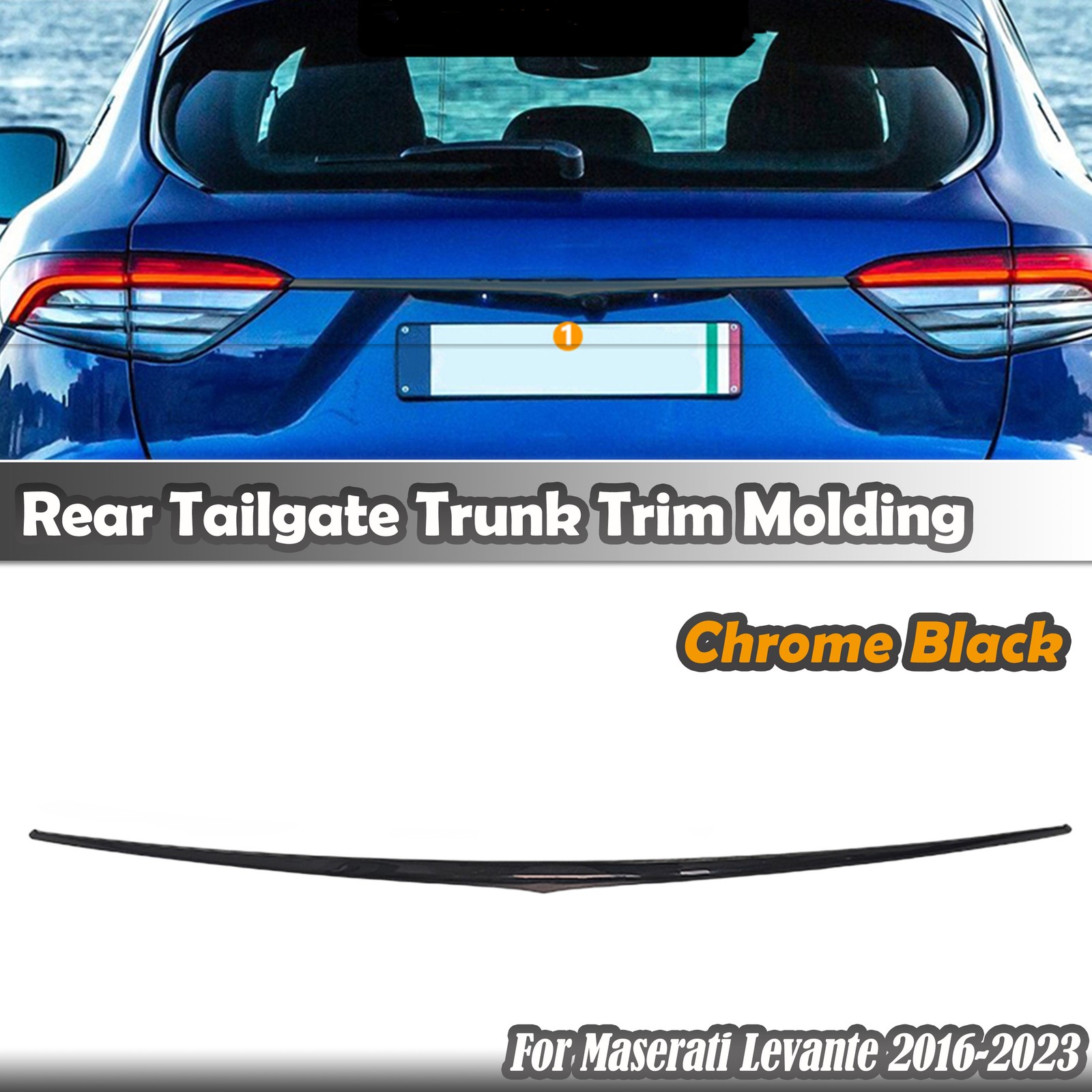 For Maserati Levante 2016-2023 Gloss Black Rear Tailgate Trunk Lid Cover Trims