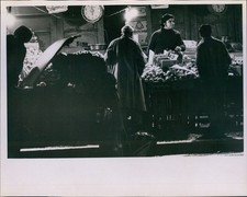 News Seller & Night Shoppers At Streetside Produce Stand Business 8X10 Photo