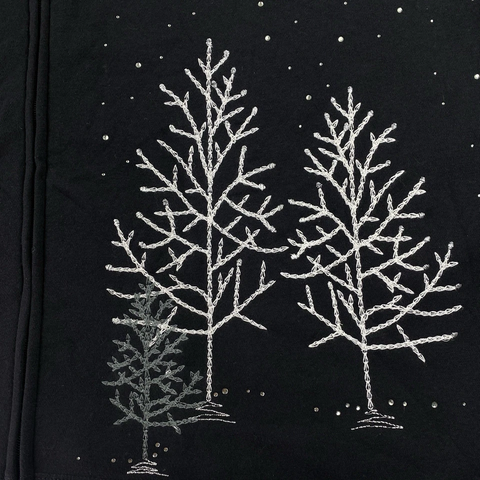 Chaqueta polar Catherines 3X negra brillante invierno árboles 26/28W parte superior bordada Foto 4 de 4