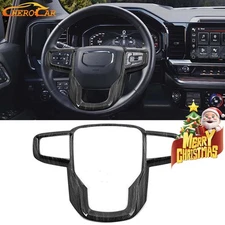 Black Wood Steering Wheel Trim Cover Overlays Decor Fit For GMC Sierra 1500 19+