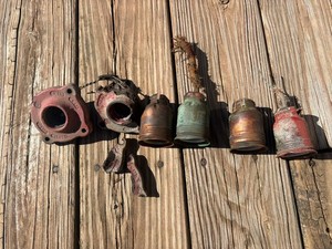 Antique Visible Pre Visible Gas Pump Copper Electrical Light Bulb Socket Parts 