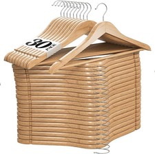 Wooden Hangers 30 Pack Natural Wood Durable Heavy Duty Coat Hangers Non Slip